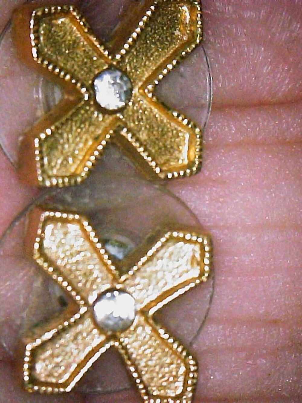 VSA Virgins Saints and Angels Goldtone Cross Earrings
